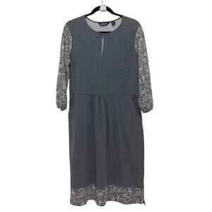 Lands' End floral A-line dress, pockets, knee-length dress, size m Gray
